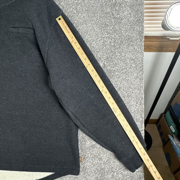 LL Bean Sweater Men 2XL Gray Katahdin Iron Works Bonded Waffle Fleece Henley - Picture 8 of 11